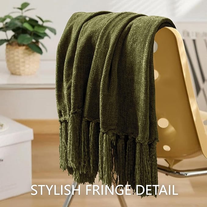 Chenille Throw Blanket for Couch 60"X 80" Twin, Soft Cozy Throws - Image 7