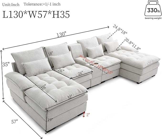 KEIKI 130" U-Shaped 6 seat Sofa - Image 2