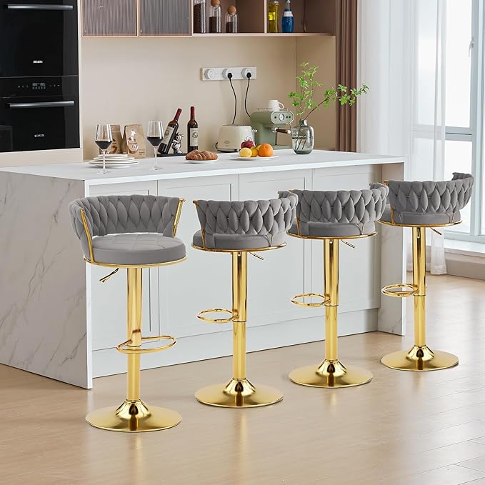 VECELO Bar Stools Set of 4, Adjustable Barstools Counter Height Stools - Image 2