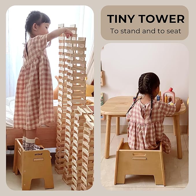 Wooden Step Stool for Kids, 14” One Step Stool for Toddlers, Heavy Duty Non-tip - Image 4