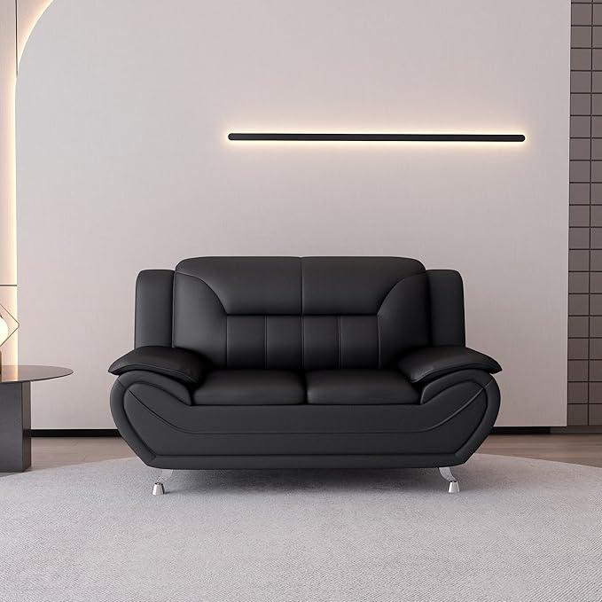 Container Furniture Direct Michael Modern Faux Leather Upholstered Stainless - Image 3