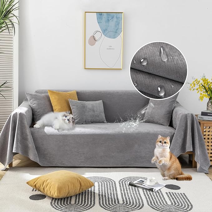 STACYPIK Waterproof Gray Sofa Cover Non-Slip Couch Cover by STACYPIK