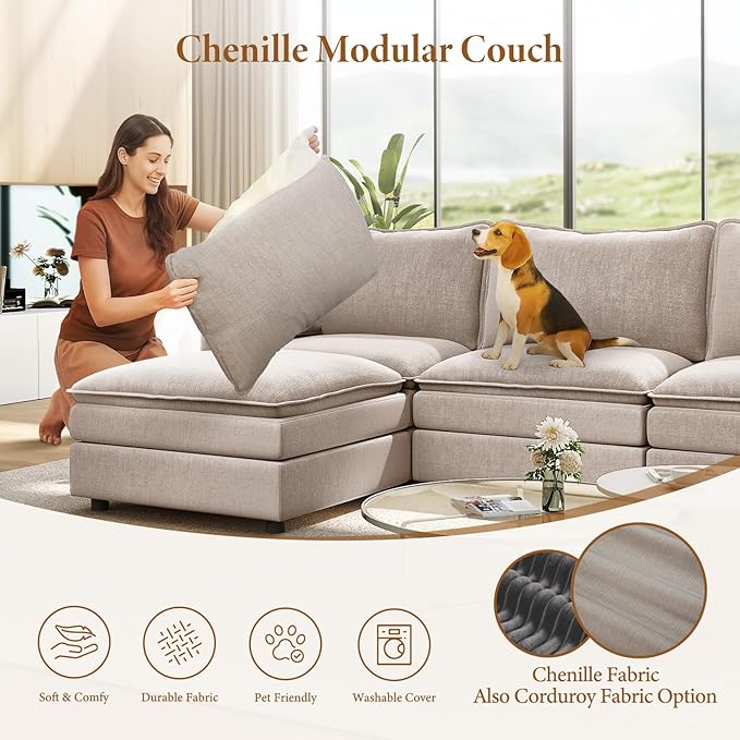Vesgantti Large Modular Sectional Sofa, Big Comfy Cloud Couch - Image 6