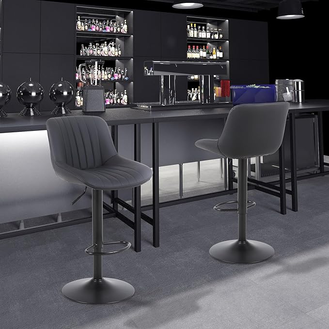 Bar Stools Set of 2, Swivel Counter Height Barstools - Image 2