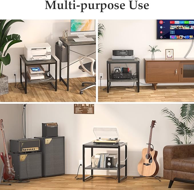 Homieasy End Table with Charging Station, 20 Inch Mini Fridge Stand with 2-Tier - Image 8