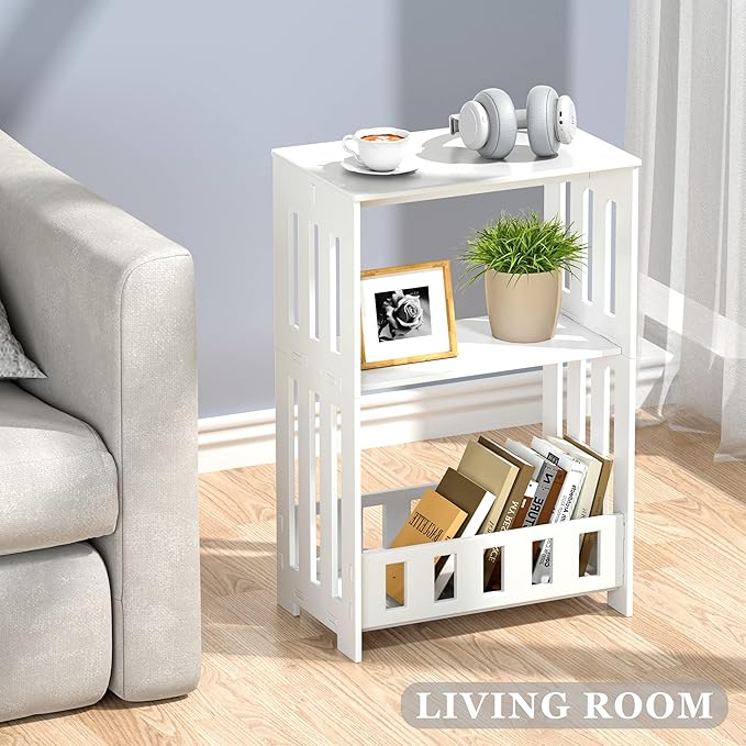 3 Tier Side Table Night Stand, Narrow End Table - Image 4