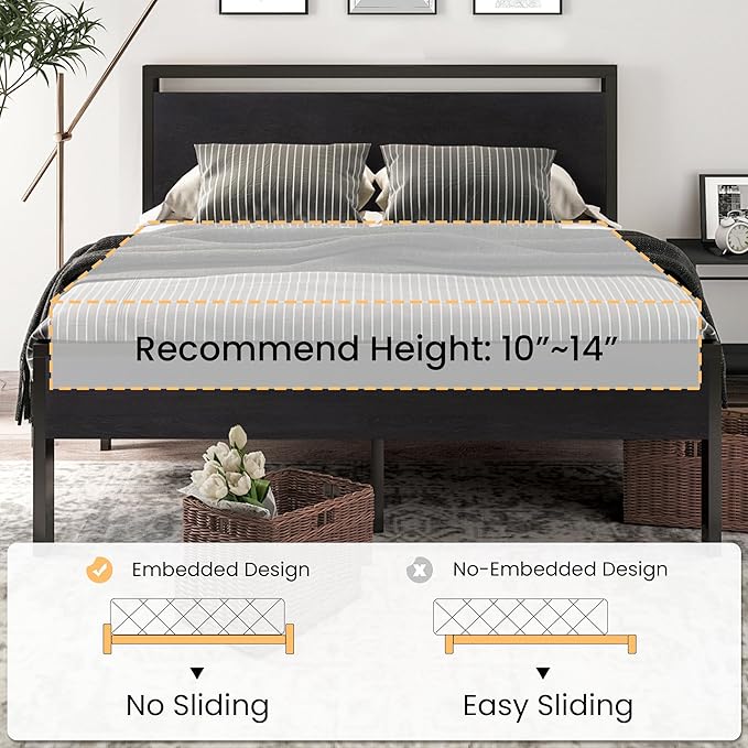 SHA CERLIN 14 Inch Full Size Metal Platform Bed Frame - Image 7