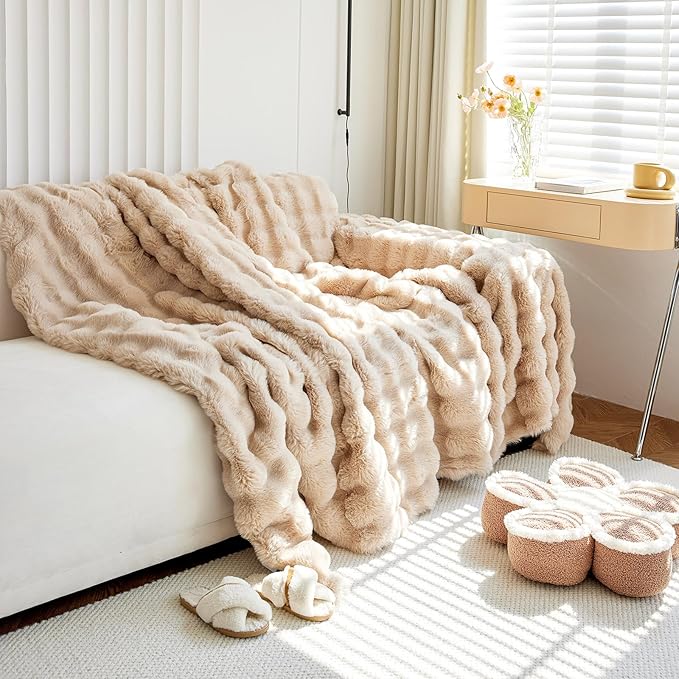 Thick Faux Rabbit Fur Couch Cover 1-Piece Non-Slip Warm Soft Cozy Sofa Covers - Image 6