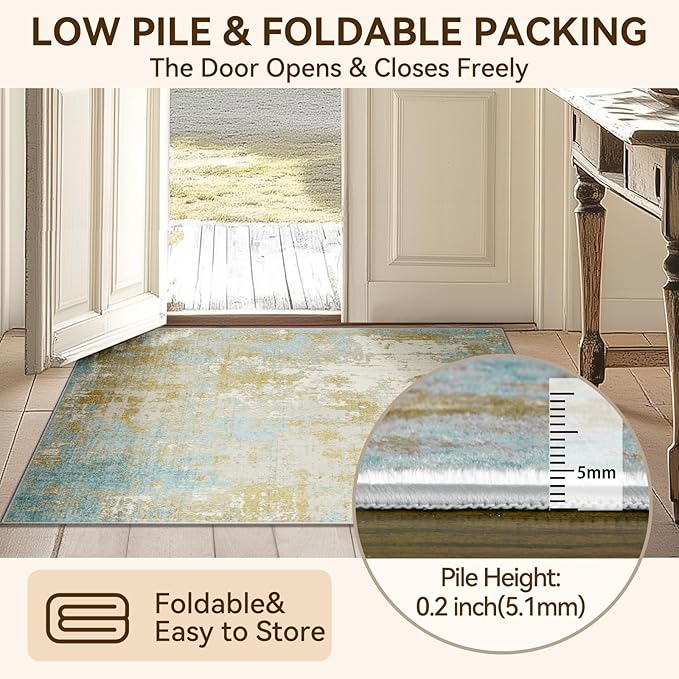 Washable Area Rugs 9'x12' Non-Slip Modern Abstract Soft - Image 4