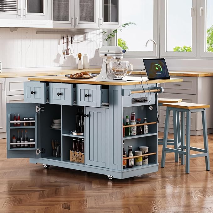 53" Large Kitchen Island Set - Image 9