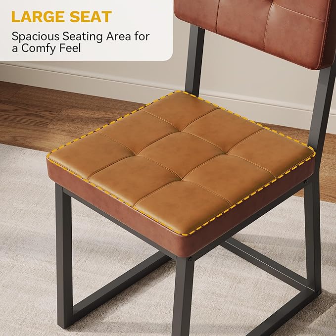 DWVO Modern Dining Chairs Set of 4 Brown Upholstered Kitchen Chairs - Image 6