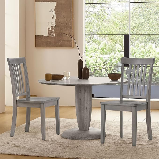 COLAMY Wooden Dining Room Chairs Set of 4, Spindle High Back Windsor Kitchen - Image 3