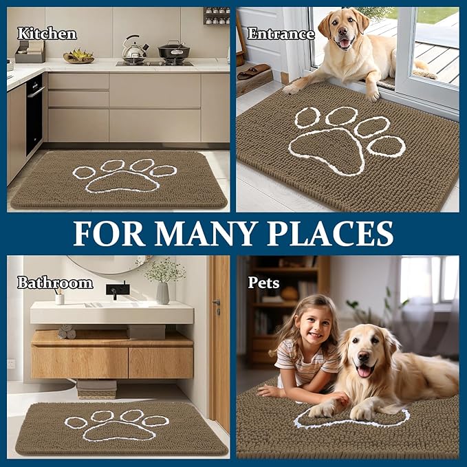 OLANLY Door Mat for Muddy Dog Paws 70x46, Ultra Absorbent Chenille Mud Doormat - Image 7