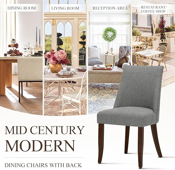 COLAMY Upholstered Dining Chairs Set of 2, Mid Century Modern Kitchen Chairs - Image 6