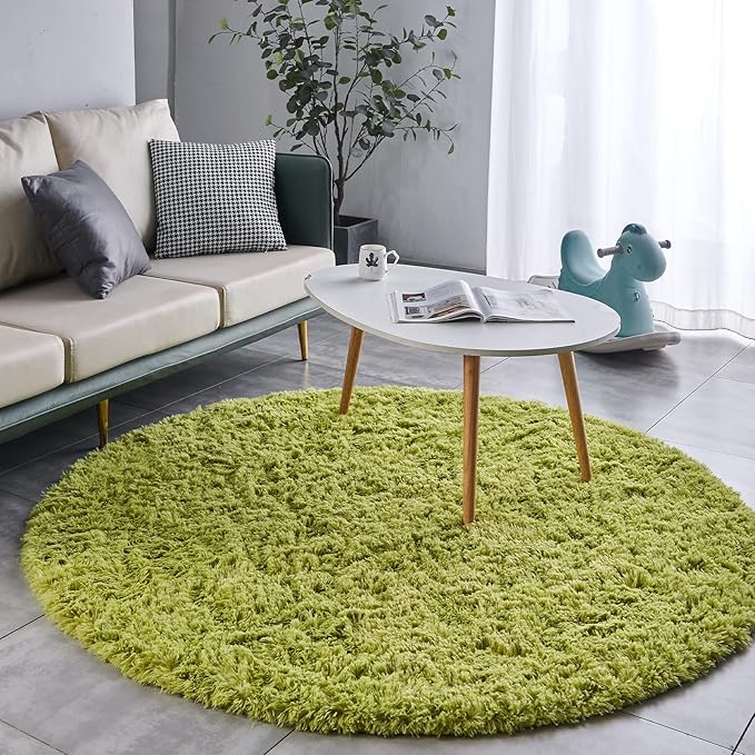 FJZFING Grass Green Round Rug Ultra-Soft Plush Modern 5x5 Circle Area Rug - Image 3