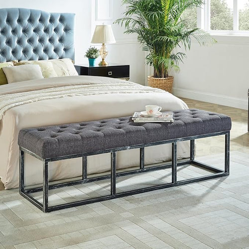 24KF Upholstered Tufted Long Bench by WEMARTHOMEDECOR