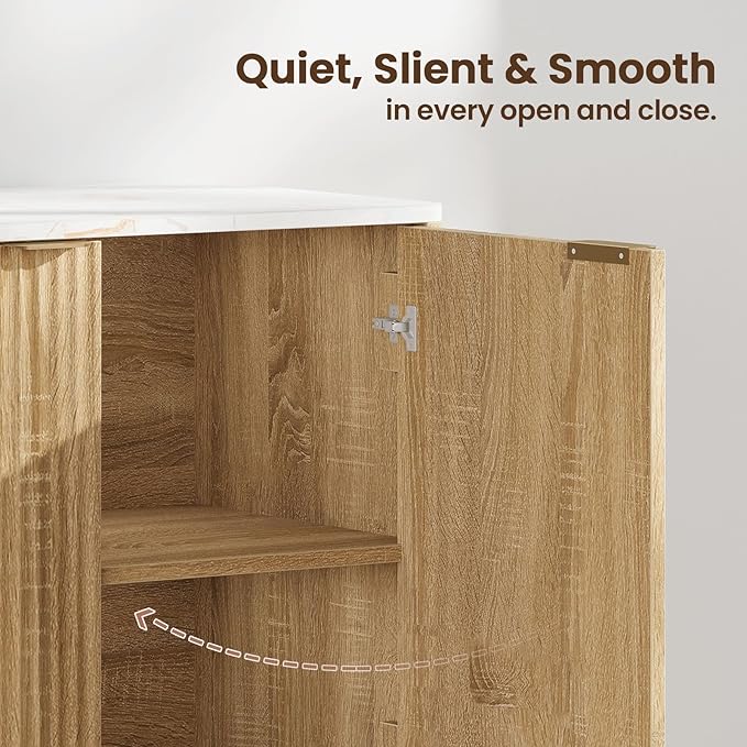 Buffet Cabinet with Storage, Fluted Multifunctional Storage Cabinet with 2 Doors - Image 6