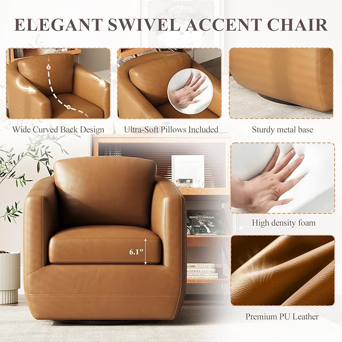 COLAMY 360° Swivel Accent Chair Set of 2 - Image 5