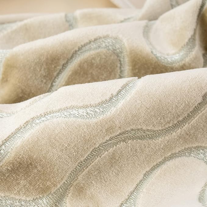 Yangest Beige Throw Pillow Cover Wavy Cushion Cover Modern Zippered Rectangular - Image 3