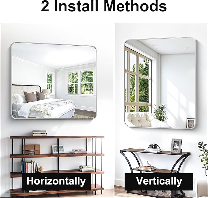 BONEWEI Silver Bathroom Mirror, 40x48 inch Wall Mirror - Image 4