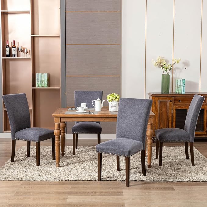 COLAMY Upholstered Parsons Dining Chairs Set of 4, Fabric Dining Room Kitchen - Image 3