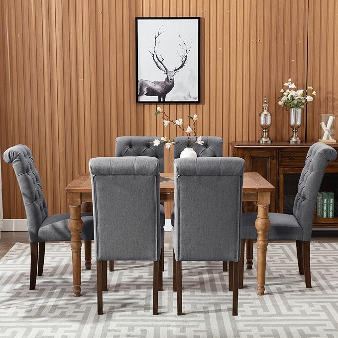 COLAMY Tufted Dining Chairs Set of 6, Parsons Dining Room Chairs Upholstered - Image 2