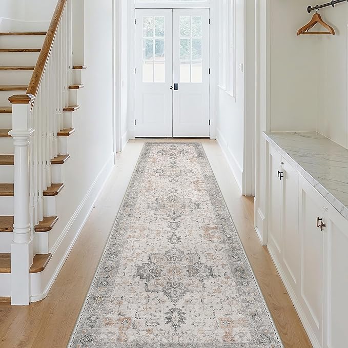 GENIMO Runner Rug 2'6''x8, Non Slip Vintage Hallway Runner Rugs, Low Pile - Image 4