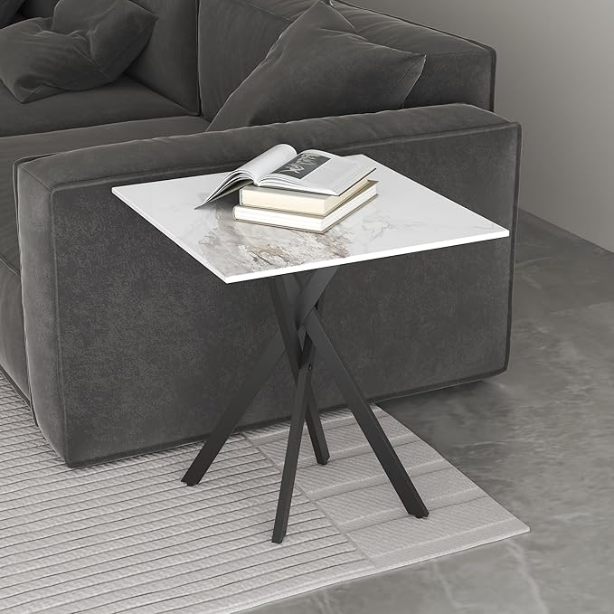 White Marble Side Coffee Table - Image 4