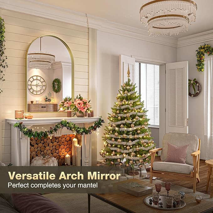 Brightify Arched Mirror, 22 x 30 Inch Gold Arch Mirror, Metal Frame Gold Arched - Image 2