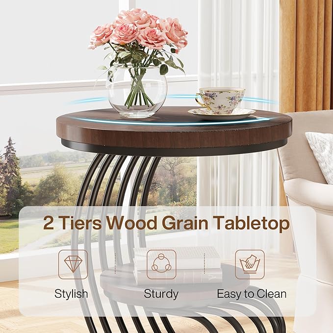 Tribesigns Round End Side Table: Side Table - Image 6