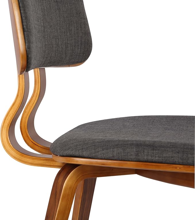 Armen Living Jaguar Mid-Century Dining Chair in Walnut Wood and Charcoal Fabric - Image 7
