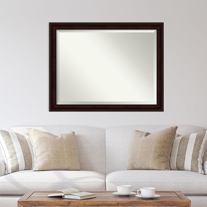 Amanti Art Brown Wall Mirror 35x45 Coffee Bean Brown Rectangle Bathroom Mirror - Image 5