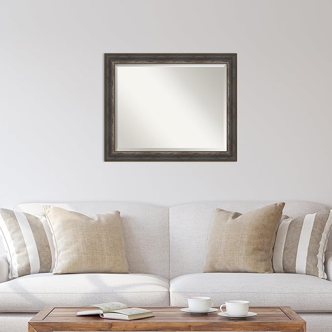 Amanti Art Brown Wall Mirror 27x33 Alta Rustic Char Rectangle Bathroom Mirror - Image 5
