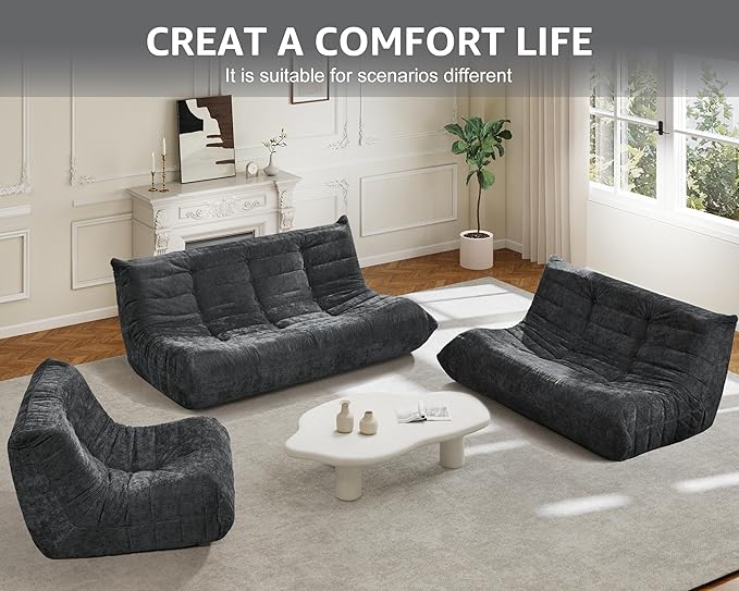 Hobestluk Bean Bag Chairs for Adults Giant Bean Bag Chair Memory Foam BeanBag - Image 7