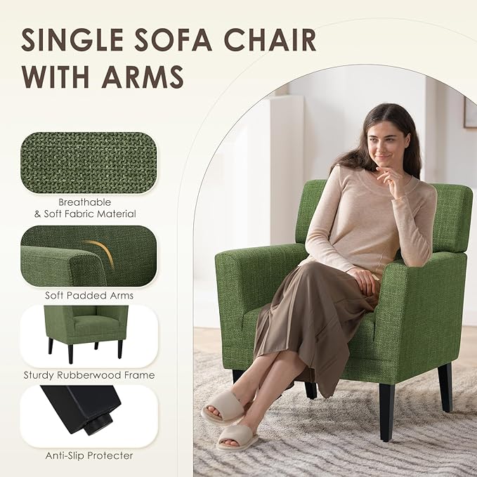 COLAMY Accent Chair Set of 2 for Living Room, Modern Upholstered Fabric Accent - Image 6