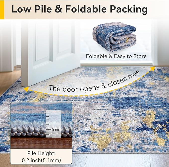 Washable Area Rugs 9'x12' Non-Slip Modern Abstract Soft - Image 8