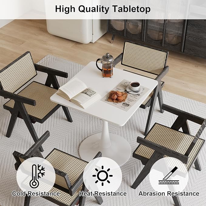 White Square Tulip Table for 2 Person, 24 Inch Small Dining Table - Image 8