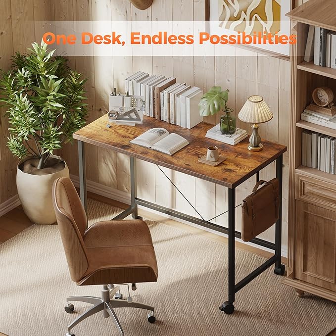 Rolling Computer Desk with Wheels, Gaming Desk - Image 3