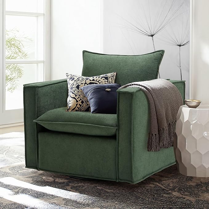 COLAMY Swivel Accent Chair Set of 2, Wide Upholstered 34in Living Room Chairs - Image 4