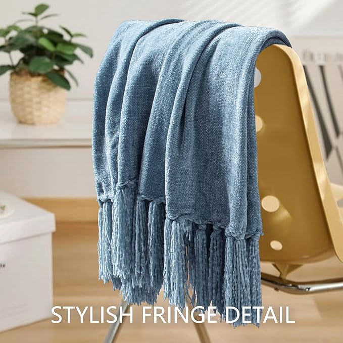 Chenille Throw Blanket for Couch 60"X 80" Twin, Soft Cozy Throws - Image 7