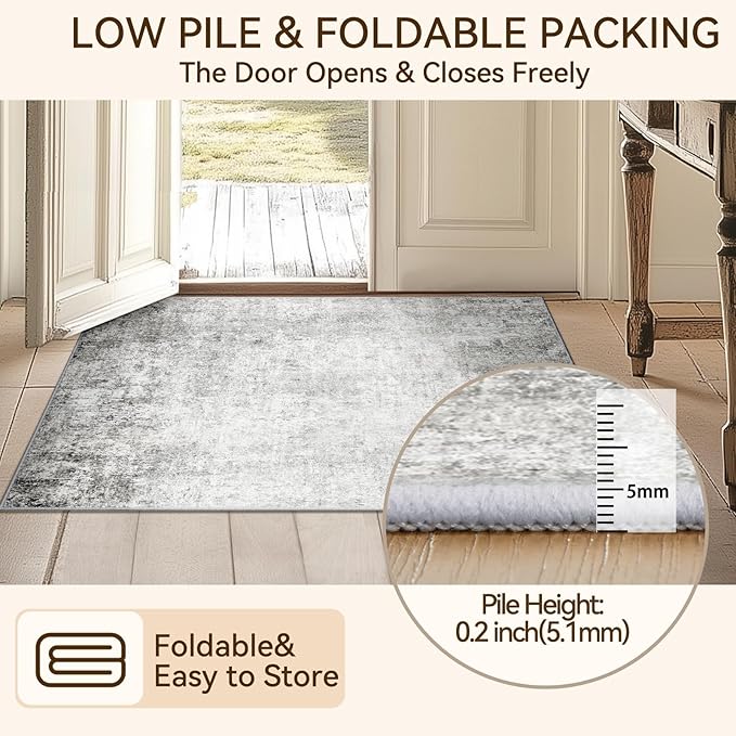 Washable Area Rugs 2'x6' Non-Slip Modern Abstract Soft - Image 5
