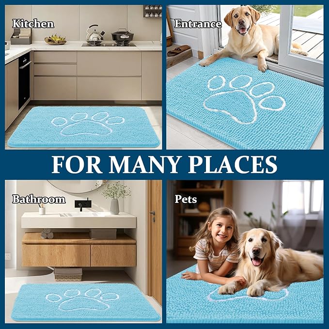 OLANLY Door Mat for Muddy Dog Paws 59x35, Ultra Absorbent Chenille Mud Doormat - Image 8