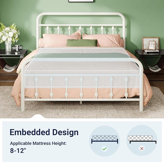 Allewie 14 Inches Queen Size Metal Platform Bed Frame - Image 8