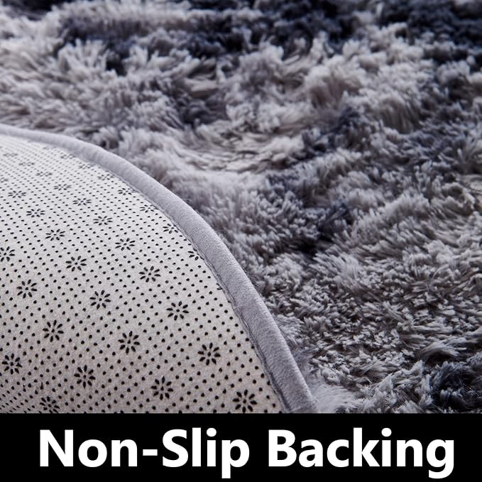 FJZFING Tie-Dyed Dark Grey Round Rug Ultra-Soft Plush Modern 6x6 Circle Area Rug - Image 5