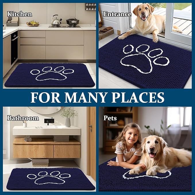 OLANLY Door Mat for Muddy Dog Paws 48x30, Ultra Absorbent Chenille Mud Doormat - Image 8