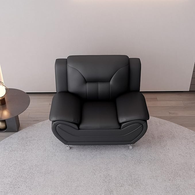 Container Furniture Direct Michael Modern Faux Leather Upholstered Stainless - Image 12