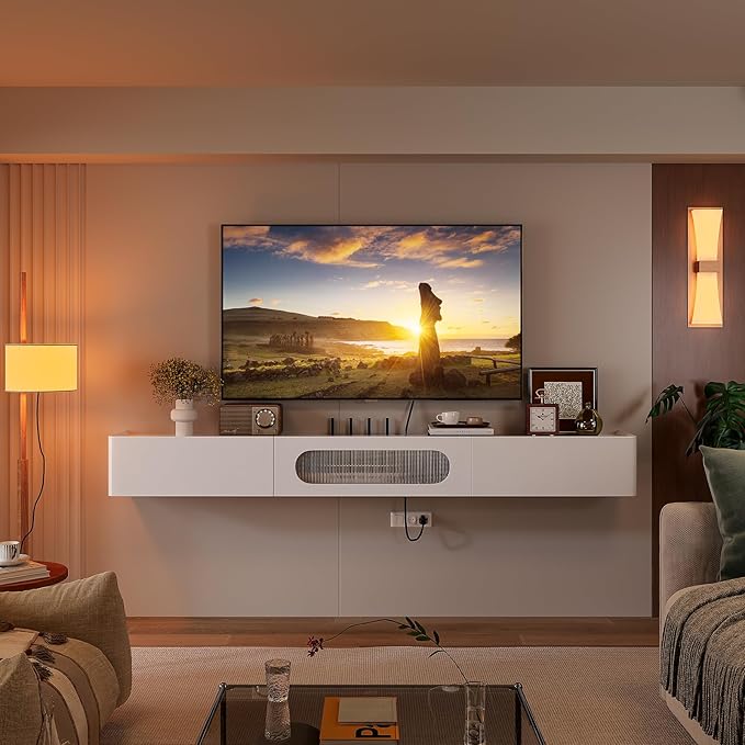 Floaticase Floating TV Stand, 70IN Fully Assembled Hign Gloss Wall Mounted TV - Image 9