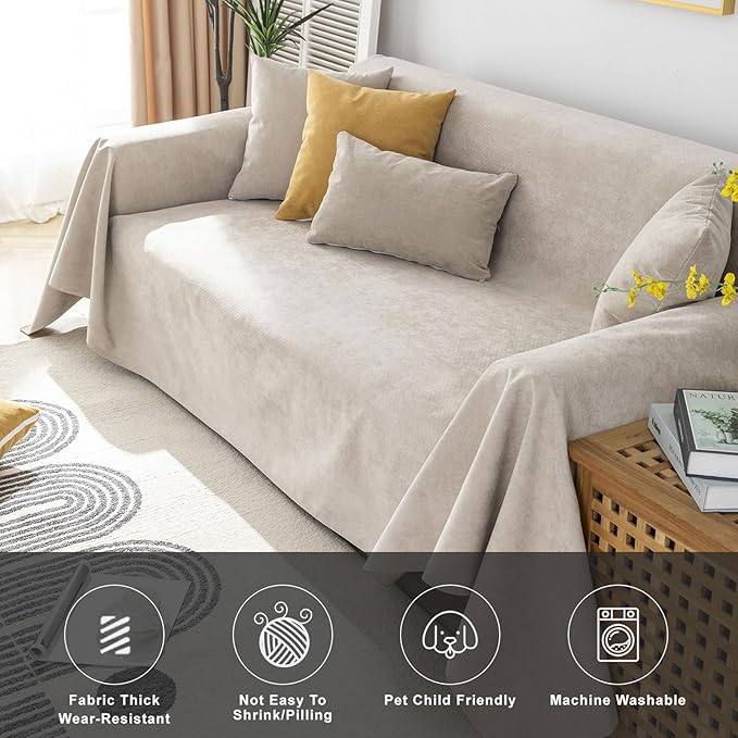 STACYPIK 100% Waterproof Beige Sofa Cover - Image 4