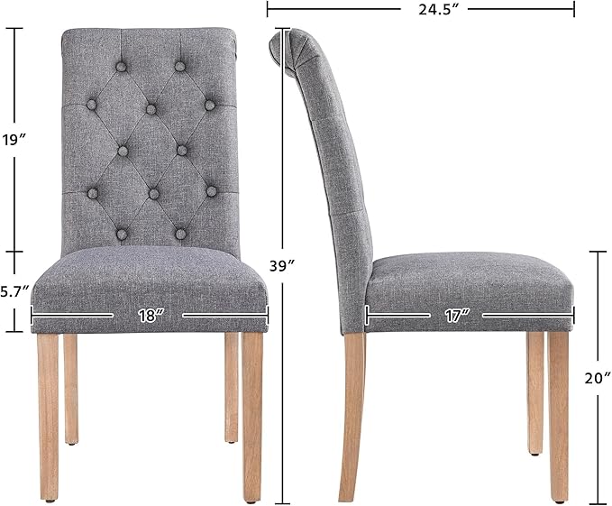 Yaheetech Dining Chairs Set of 6 Fabric Upholstered Dining Room Chairs - Image 3
