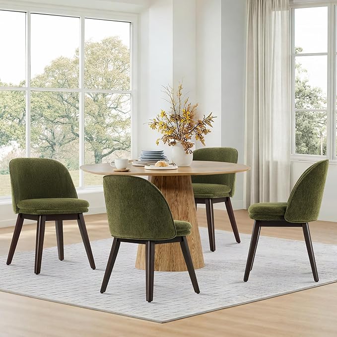 Wooden Dining Chairs Set of 2, Fabric Upholstered Modern Dining Room Chairs - Image 6